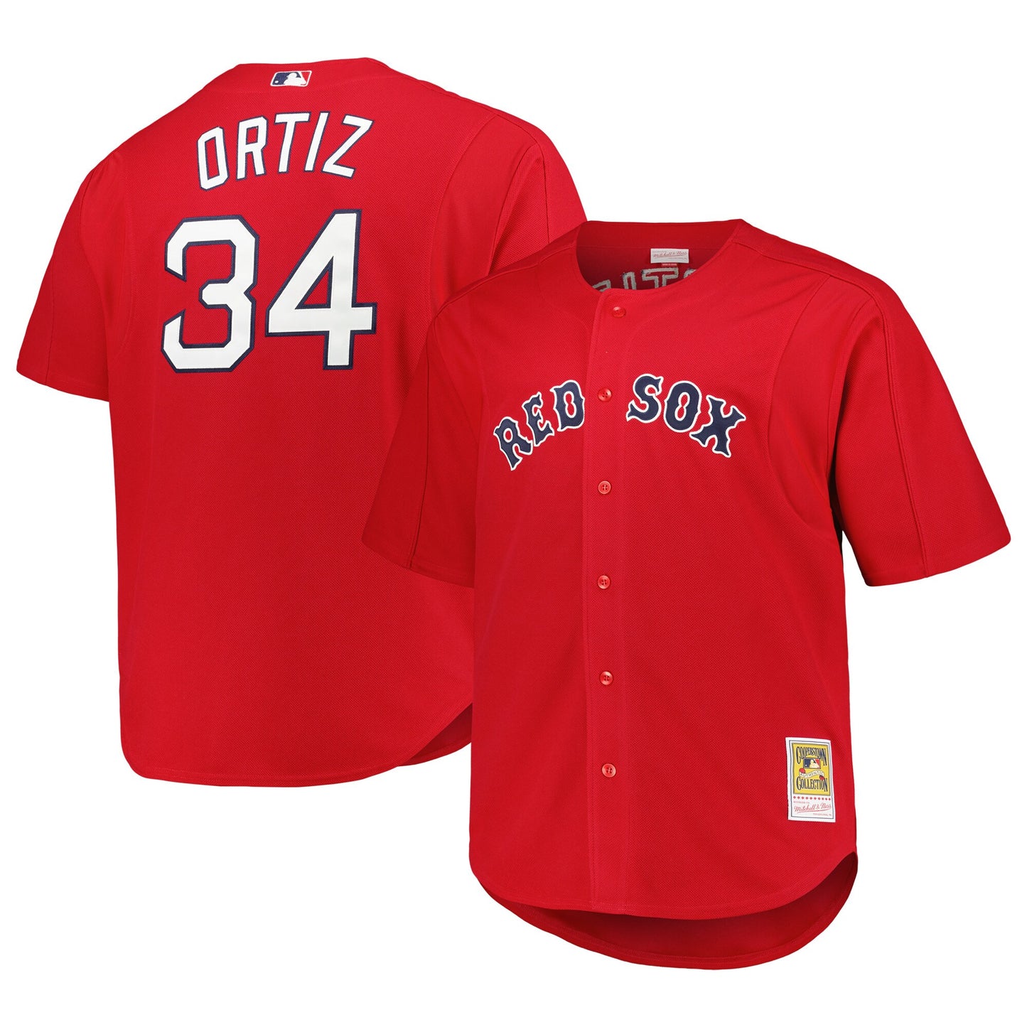 David Ortiz Boston Red Sox Mitchell & Ness Big & Tall Cooperstown Collection Batting Practice Replica Jersey - Red