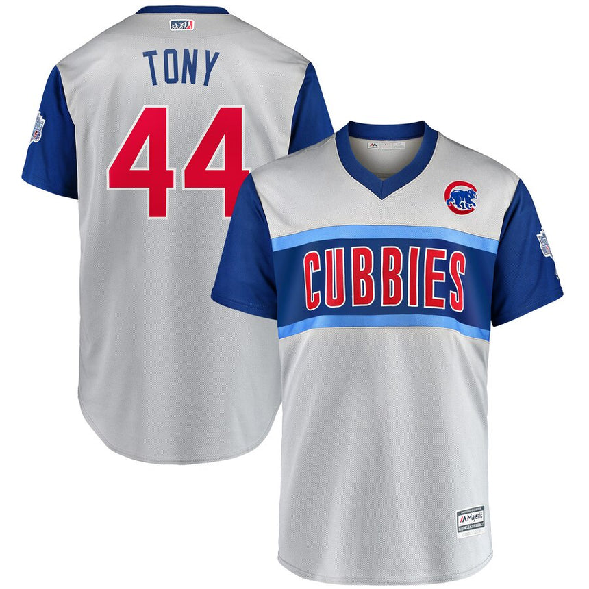 Men's Chicago Cubs Anthony Rizzo 'Tony' Majestic Gray 2019 MLB Little League Classic Replica Player Jersey