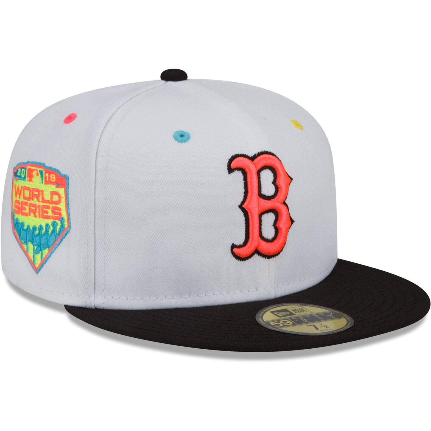 Boston Red Sox New Era 2018 World Series Champions Neon Eye 59FIFTY Fitted Hat - White/Black