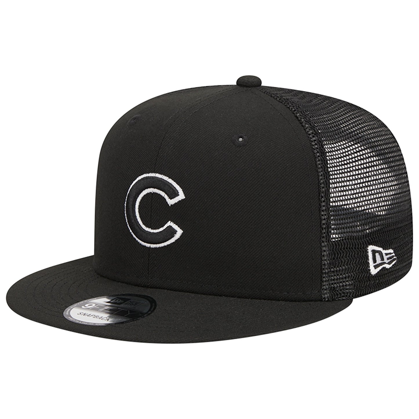 Chicago Cubs New Era Trucker 9FIFTY Snapback Hat - Black