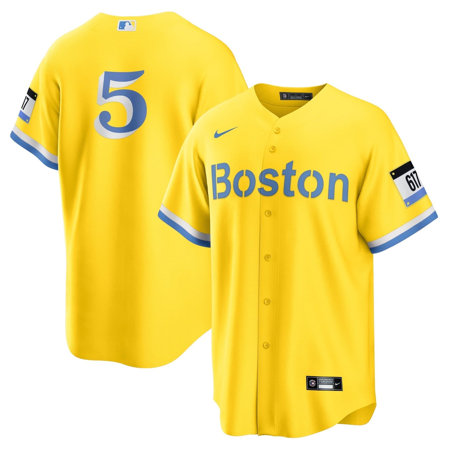 Men's Nike Enrique Hernandez Gold/Light Blue Boston Red Sox City Connect Replica Player Jersey