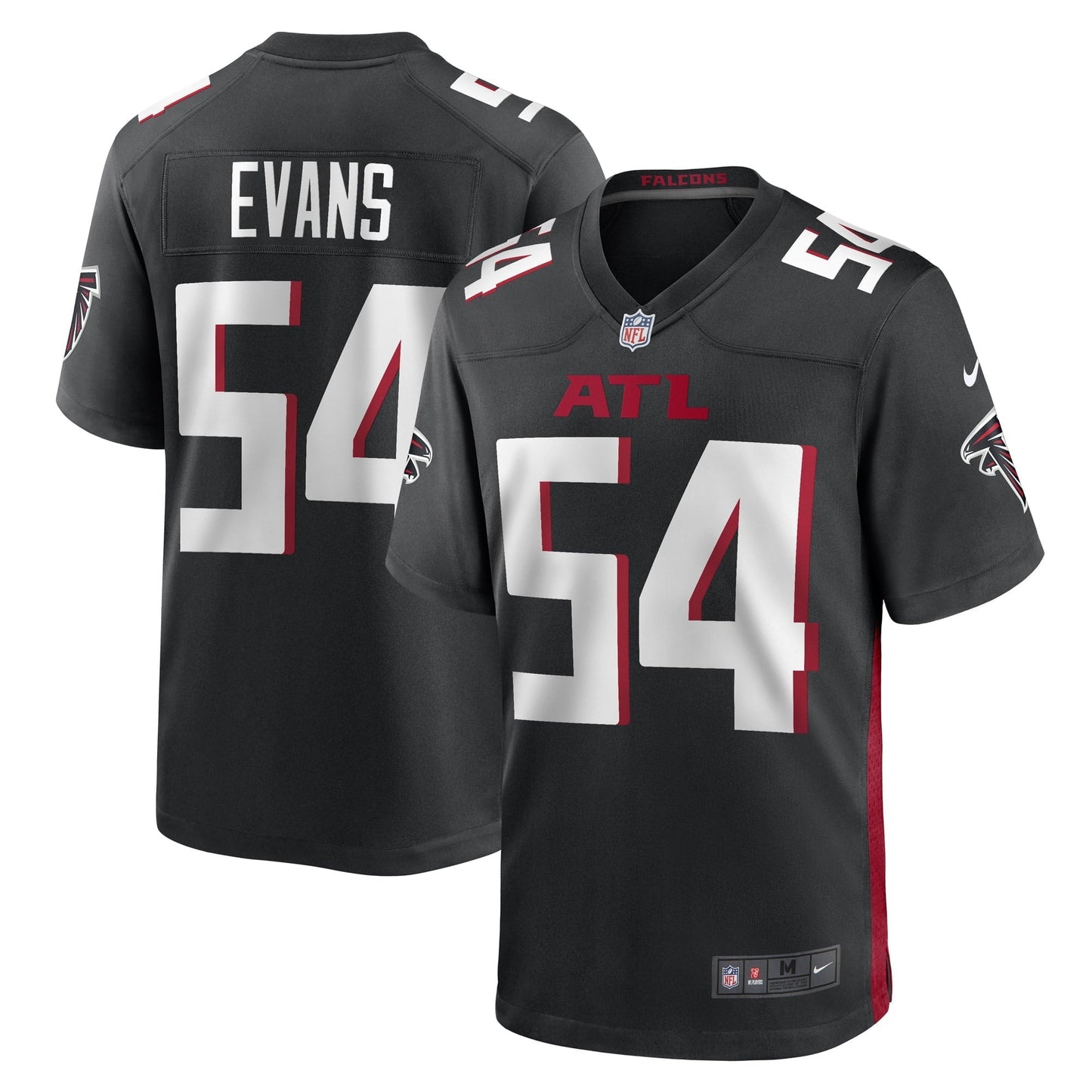 Men's Nike Rashaan Evans Black Atlanta Falcons Game Player Jersey