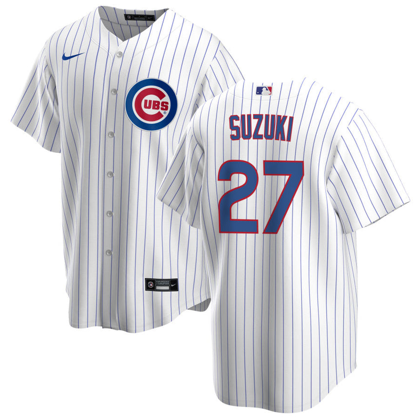 Men's Seiya Suzuki Chicago Cubs White Home Premium Stitch Replica Jersey