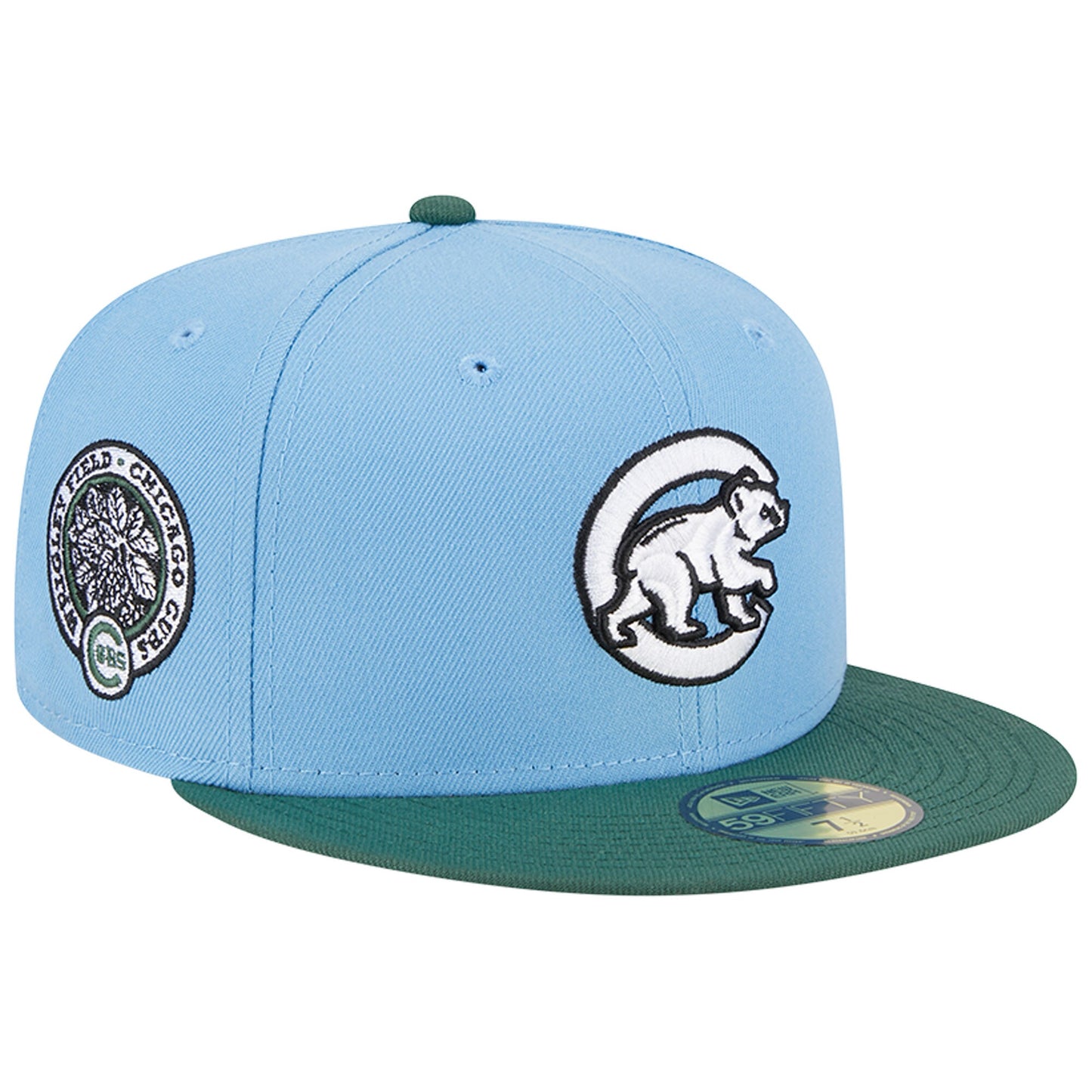 Chicago Cubs New Era Wrigley Field 59FIFTY Fitted Hat - Sky Blue/Cilantro
